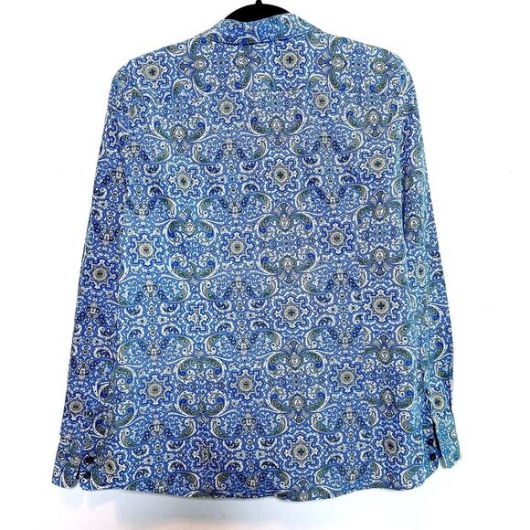 ❌SOLD❌ Land's End No Iron Supima Blue Paisley Women Size 14 Shirt Button up - Picture 3 of 5